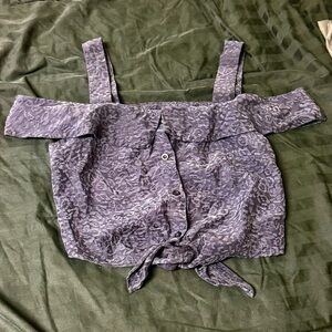 Astr Dark Blue Off-Shoulder Blouse